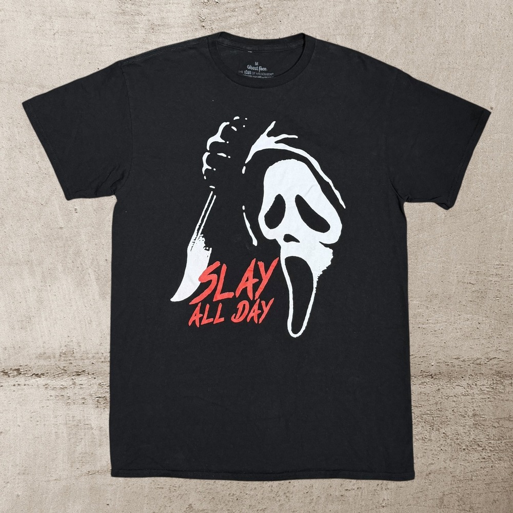 Scream Ghost Face Shirt Adult Medium Black Slay All Day Graphic Horror Halloween